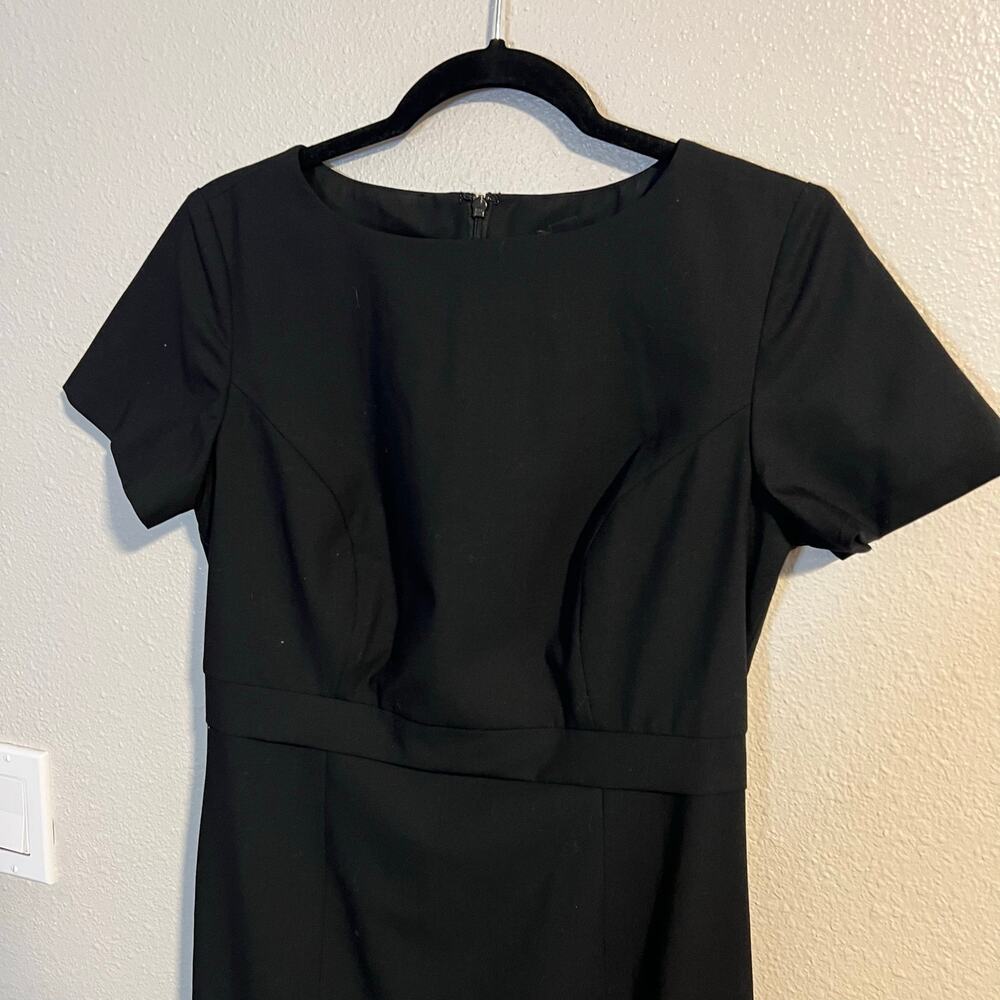 Twinhill Black Short Sleeve Shift Dress Wool Blend Size 2 Work Wear Business